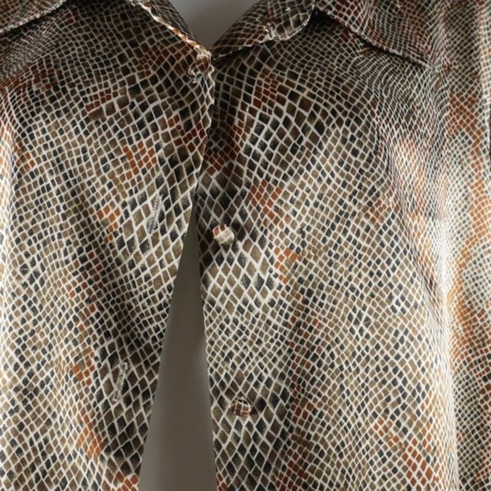 EUC Claudia Richard Multicolor Reptile Blouse Women's Size 18 Classic Style ANB - Picture 2 of 2